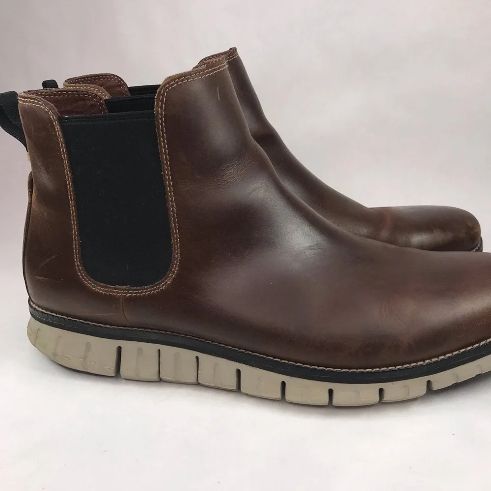 Cole Haan Zero Grand Men's 13 Waterproof Brown Leather Chelsea Boots C30164